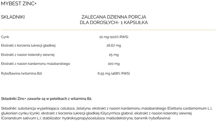 Suplement diety MyBestPharm Zinc + 30 kapsulek (5904824651538) - obraz 2