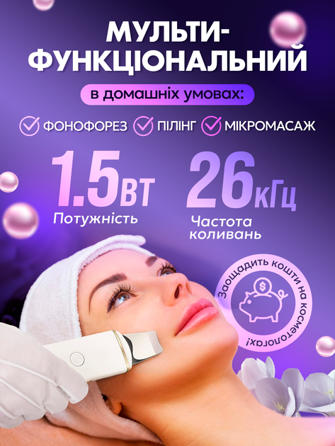 Ультразвуковой скрабер для лица чистки и омоложения кожи лифтинга фонофореза портативный бытовой уз Brillix и успокаивающая крио маска после пилинга nanocode косметологический прибор скраберы для микромассажа скин (Cleaner7c) - изображение 2
