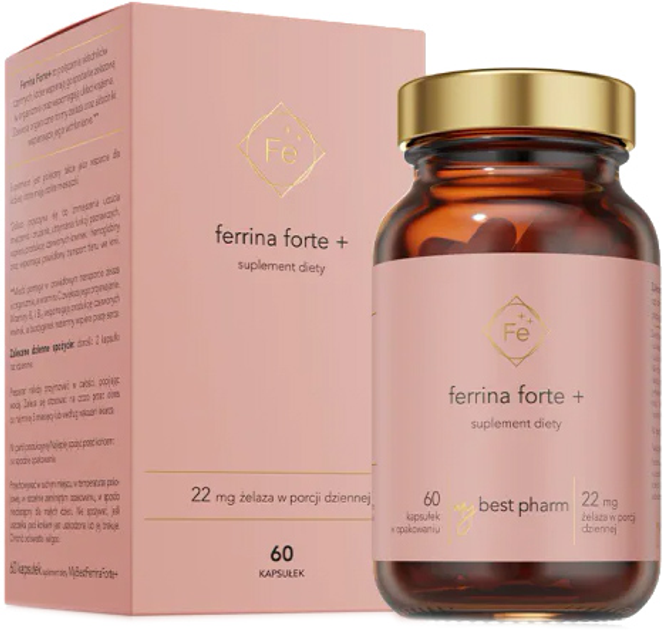 Дієтична добавка MyBestPharm Ferrina Forte + 60 капсул (5904824651514) - зображення 1