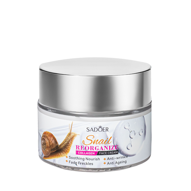Антивіковий крем для обличчя Sadoer Snail Collagen Reorganizing з муцином равлики 50 г - изображение 2