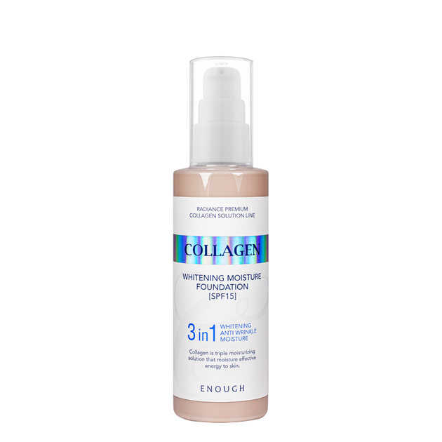Тональний крем для освітлення обличчя Enough 3 in 1 Collagen Moisture Foundation SPF 15 100 мл, № 13 Світло-бежевий - изображение 2
