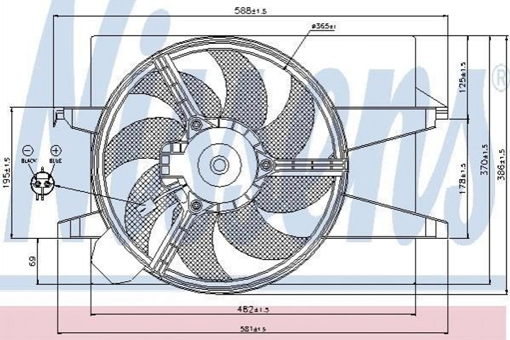 Вентилятор охолодження двигуна NISSENS 85583 Ford Fusion, Fiesta 1310446, 1343764, 1364707 - зображення 1