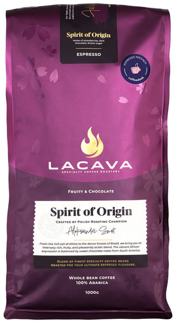 Kawa w ziarnach LaCava Spirit of Origin Espresso 1 kg (5905215161346) - obraz 1