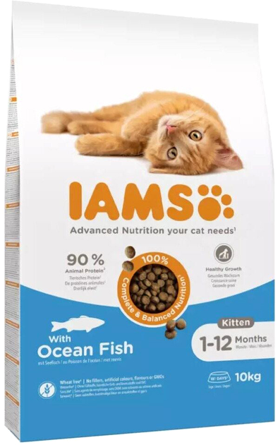 Сухий корм для кошенят Iams Kitten Ocean Fish 10 кг (8710255188447) - зображення 1