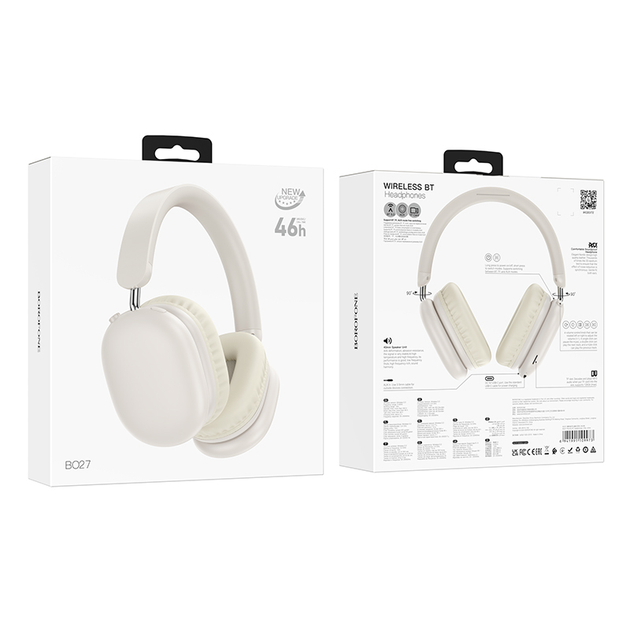 Бездротові навушники BOROFONE BO27 Rhyme BT headphones Milky White (6941991109973) - изображение 4