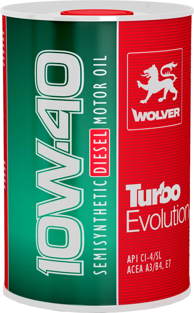Масло двигателя WOLVER Turbo Evolution 10W-40 CI-4/SL 1л для дизельных двигателей грузовых авто и спецтехники полусинтетическое - Фото 1 Масло двигателя WOLVER Turbo Evolution 10W-40 CI-4/SL 1л для дизельных двигателей грузовых авто и спецтехники полусинтетическое - изображение 1