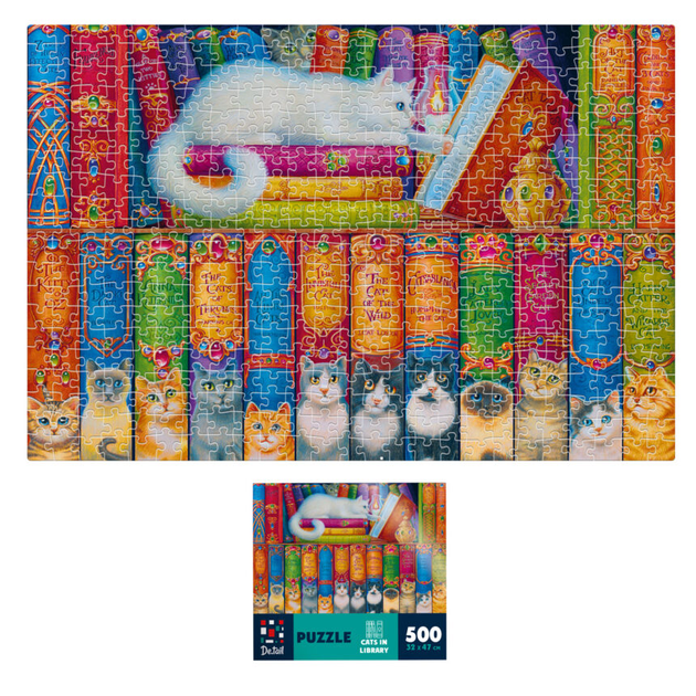 Пазли «Коти в бібліотеці» 500 деталей De.tail Vladi Toys (4820234765355) - Фото 2 Пазли «Коти в бібліотеці» 500 деталей De.tail Vladi Toys (4820234765355) - зображення 2