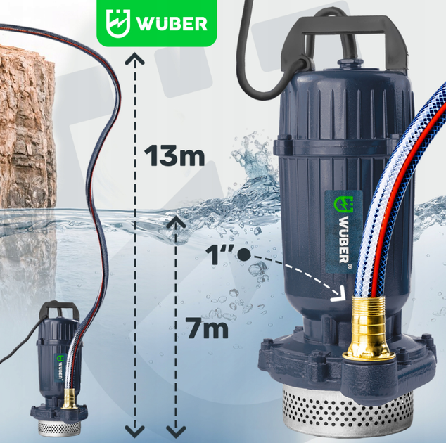 Дренажний насос для води Wuber 2100Вт 15000л/год W11002 - зображення 8