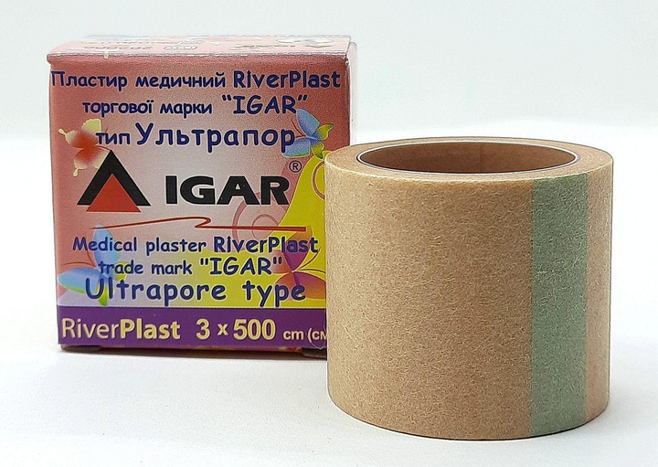 Пластир на котушці IGAR RiverPlast Ультрапор (на нетканій основі) 3 см х 5 м - зображення 1