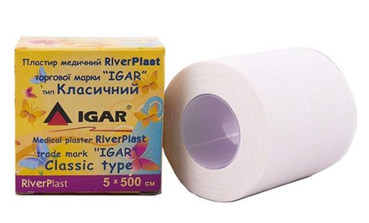 Пластир на котушці IGAR RiverPLAST Класичний білий 5 см х 5 м - зображення 1