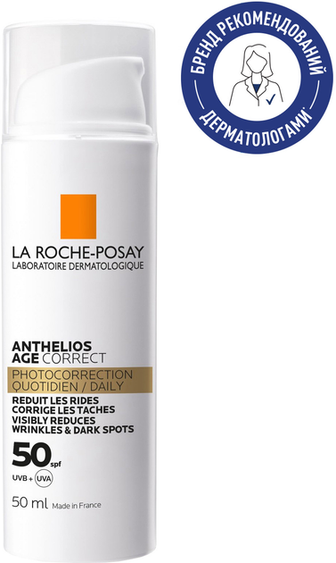 Антивіковий сонцезахисний засіб для чутливої шкіри обличчя La Roche-Posay Anthelios Age Correct проти зморшок і пігментації SPF50 50 мл (3337875761031) - зображення 1