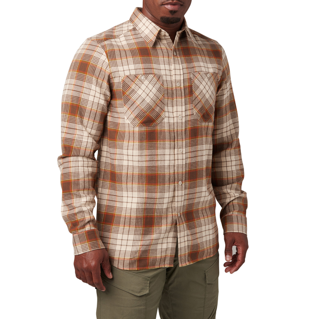 Рубашка тактическая 5.11 Tactical® Silverwood Flannel Plaid Long Sleeve Shirt 2XL Sand Dune Plaid - изображение 1