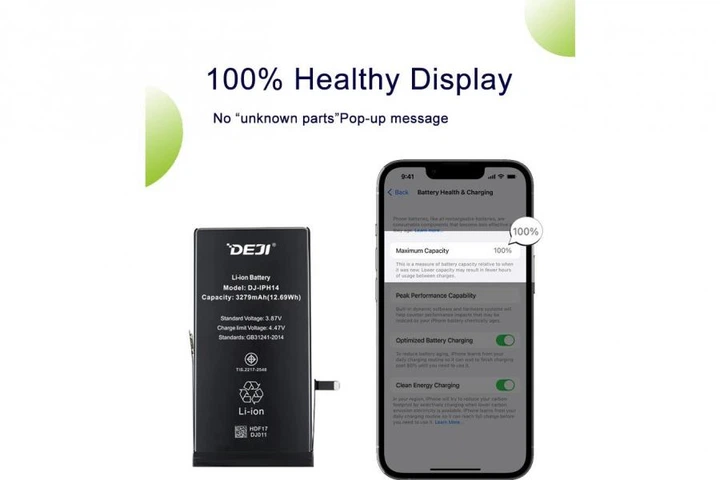 Смарт-акумулятор DEJI (3279 mAh) для iPhone 14 - відображає поточну і максимальну ємність - Фото 2 Смарт-акумулятор DEJI (3279 mAh) для iPhone 14 - відображає поточну і максимальну ємність - зображення 2