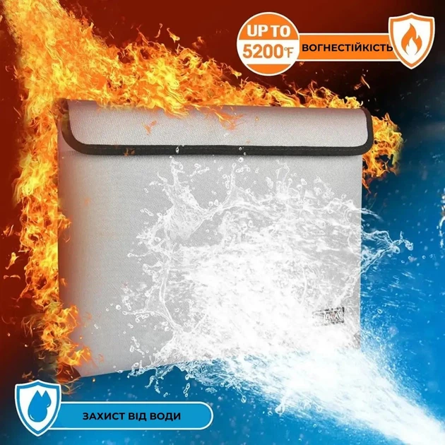 Огнестойкая сумка конверт для документов Supretto 38x28 см Серый (8964-0001) - изображение 6