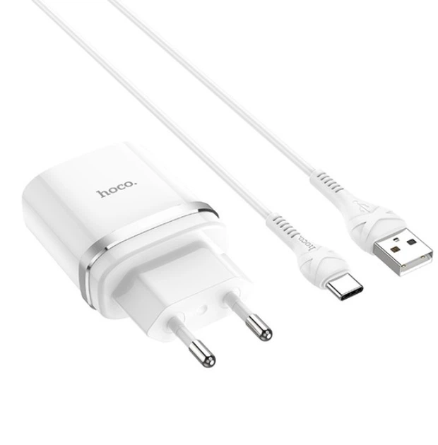 Адаптер мережевий Hoco Type-C Cable Smart FCP / AFC C12Q |1USB, 3A, 18W, QC3.0| білий - Фото 1 Адаптер мережевий Hoco Type-C Cable Smart FCP / AFC C12Q |1USB, 3A, 18W, QC3.0| білий - зображення 1