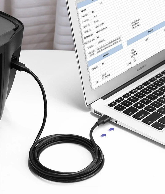 Кабель Ugreen US135 USB 2.0 AM to BM Print Cable 1m Black (20846) - изображение 3