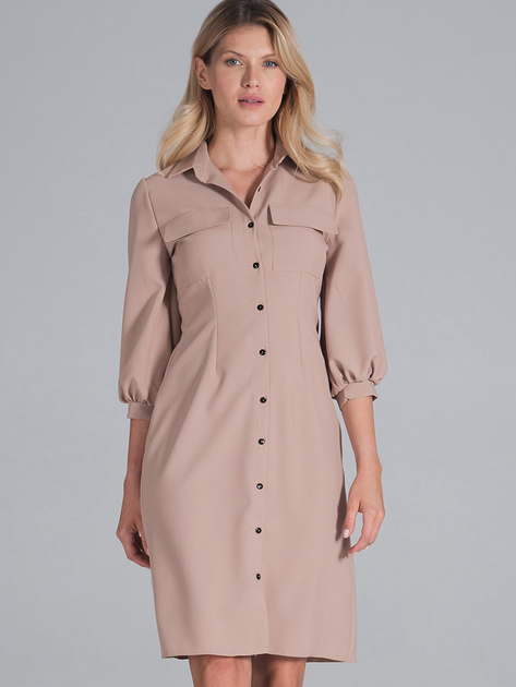 Sukienka koszulowa damska Figl M849 M Beżowa (5902194404518) - obraz 1
