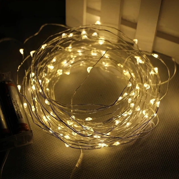 Светодиодная гирлянда Crown 100 LED 10 м на батарейках Теплый Белый (WLS-QX-DCH2188W10) - Фото 1 Светодиодная гирлянда Crown 100 LED 10 м на батарейках Теплый Белый (WLS-QX-DCH2188W10) - изображение 1