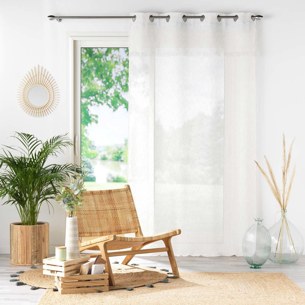 Firanka Douceur d'interieur Eleania na przelotkach z frędzlami 140 x 240 cm Biała (3574386273978) - obraz 4