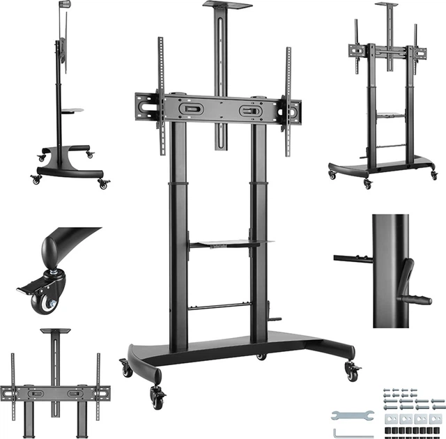 Stojak pod telewizor z kółkami Gembird 60"-100" (do 100 kg) (TVS-100T-02) - obraz 11