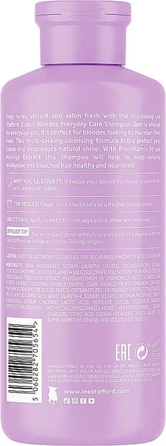 Ежедневный шампунь для осветленных волос - Lee Stafford Bleach Blondes Everyday Care Shampoo 250ml (1260752-192618) - изображение 2