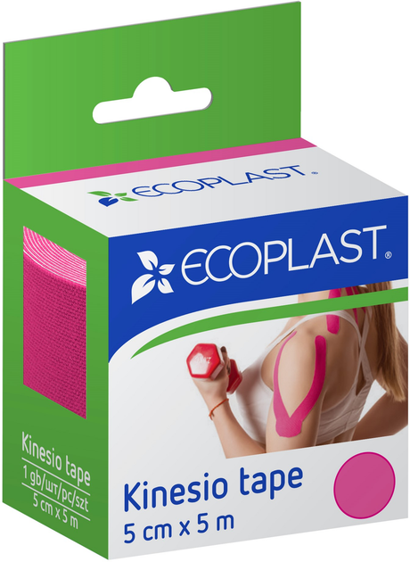 Кінезіо тейп ECOPLAST 5 см х 5 м Рожевий (4752256001060) - зображення 1