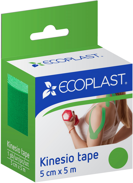 Кінезіо тейп ECOPLAST 5 см х 5 м Зелений (4752256001145) - зображення 1