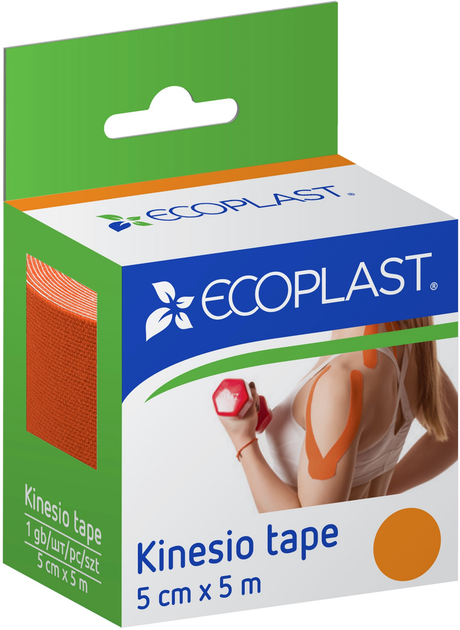 Кінезіо тейп ECOPLAST 5 см х 5 м Помаранчевий (4752256001121) - зображення 1