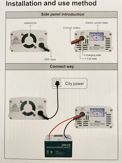 Сетевое зарядное устройство для аккумуляторов UKC 12v/ 220v 20 A с встроенным амперметром - изображение 3