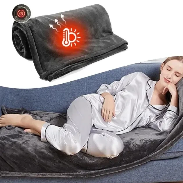 Електроковдра плед із підігрівом від павербанку (155*80) Electric Heating Shawl Blanket USB - Фото 6 Електроковдра плед із підігрівом від павербанку (155*80) Electric Heating Shawl Blanket USB - зображення 6