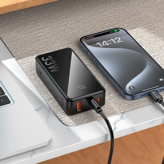 УМБ Hoco Q27 Jewel 10000 mAh 33W (2Type-C+USB) Black - зображення 4