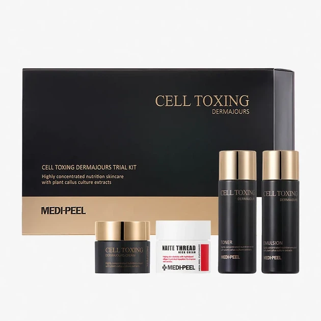 Набір міні засобів для обличчя та шиї Medi-Peel Cell Toxing Dermajours Trial Kit 1 сет 4 шт - Фото 1 Набір міні засобів для обличчя та шиї Medi-Peel Cell Toxing Dermajours Trial Kit 1 сет 4 шт - зображення 1