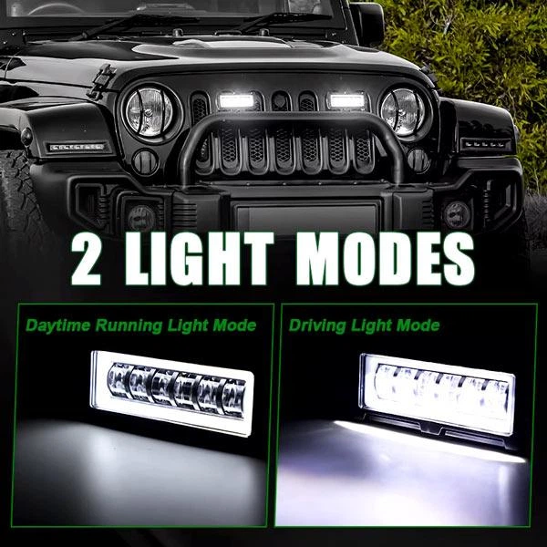 LED фара 30W с четкой световой границей и ДХО 125х50 мм - белый, желтый свет и габариты 5W х 6+DRL - изображение 4