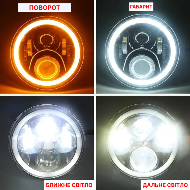Оптика Фары Ваз 2106 60 ватт Универсальные светодиодные фары Led 5.75 дюймов ДХО Ангельские глазки фары (1 ШТ) - изображение 8