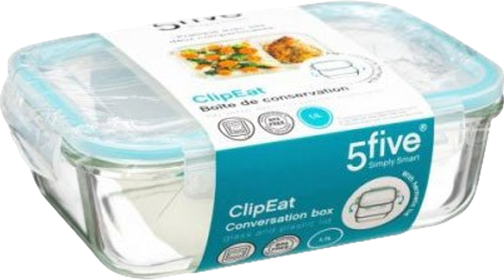 Контейнер для обіду 5five Simply Smart Clip скляний 2-камерний 1.1 л (3560238704028) - зображення 3