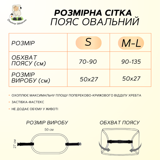 Пояс согревающий из верблюжьей шерсти Доктор Шерсть Овальный S (70-90 см) 11303-S-ДШ - изображение 8