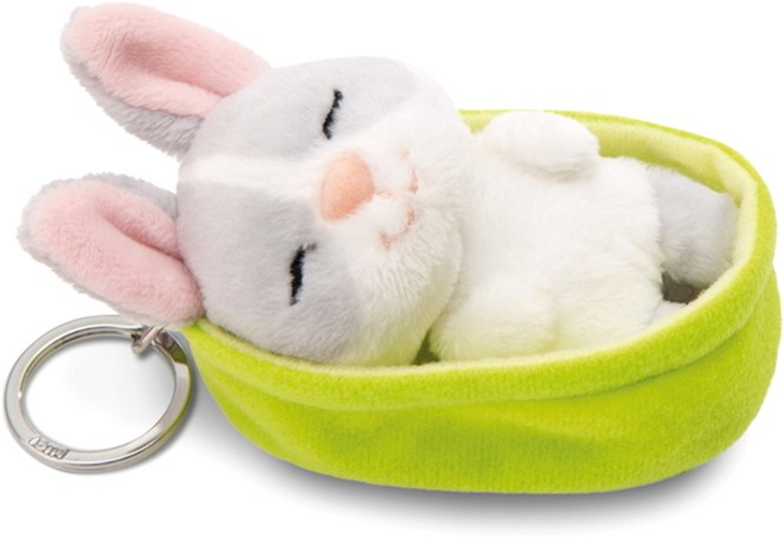 Brelok Nici Green Sleeping Pets pluszowy królik Szary 8 cm + koszyk Zielony (4012390499827) - obraz 3