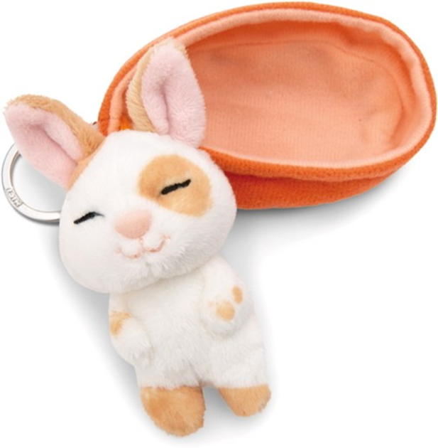Brelok Nici Green Sleeping Pets pluszowy królik Karmelowy w łatki 8 cm koszyk Pomarańczowy (4012390499834) - obraz 4
