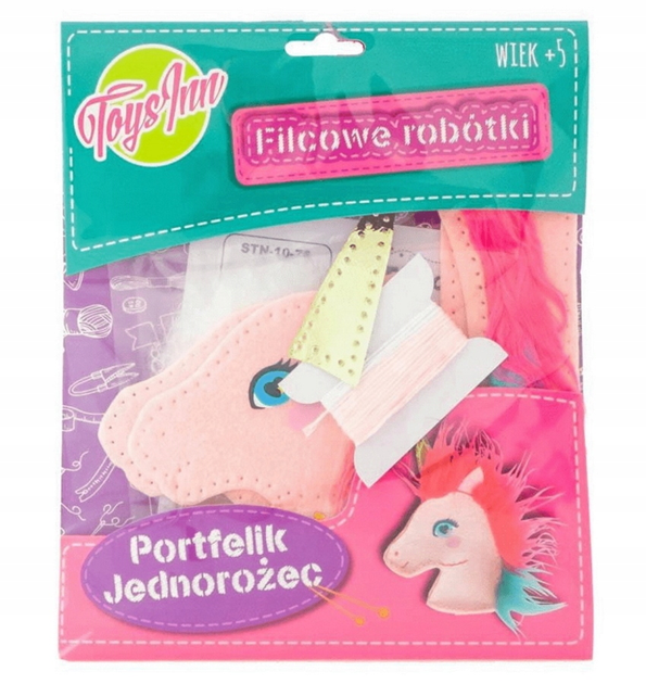 Zestaw do uszycia Toys Inn Filcowy Portfelik Jednorożec w worku (5901583293719) - obraz 1