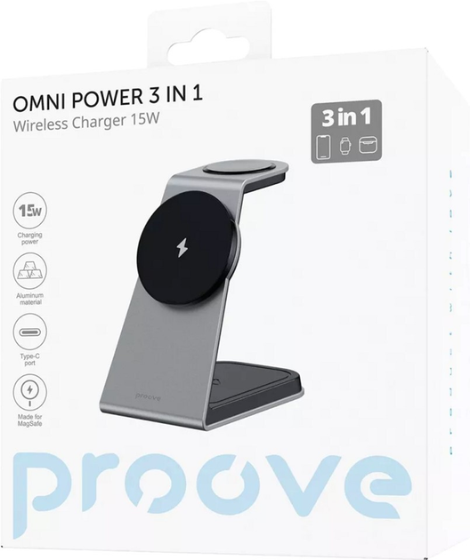 Бездротовий ЗП Proove Omni Power 3 in 1 Gray (555390010) - зображення 2