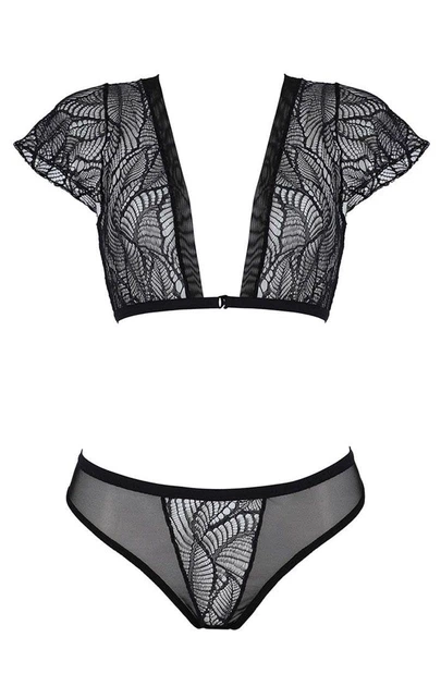 Кружевной комплект Passion LEAFA BIKINI ECO Черный L/XL - изображение 6
