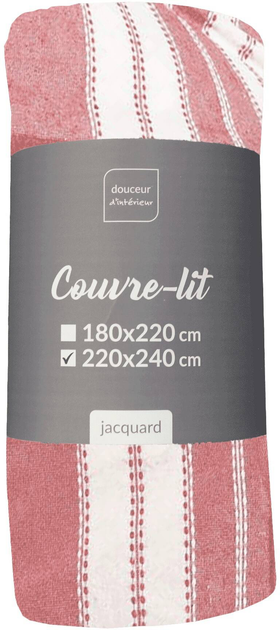 Żakardowa narzuta Douceur d'interieur Abby w pasy 220 x 240 cm Terakota (3574386448451) - obraz 3