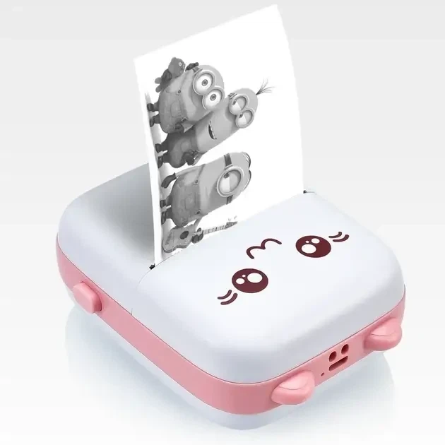 Портативный Розовий мини принтер Mini Printer термопринтер карманный детский - изображение 3