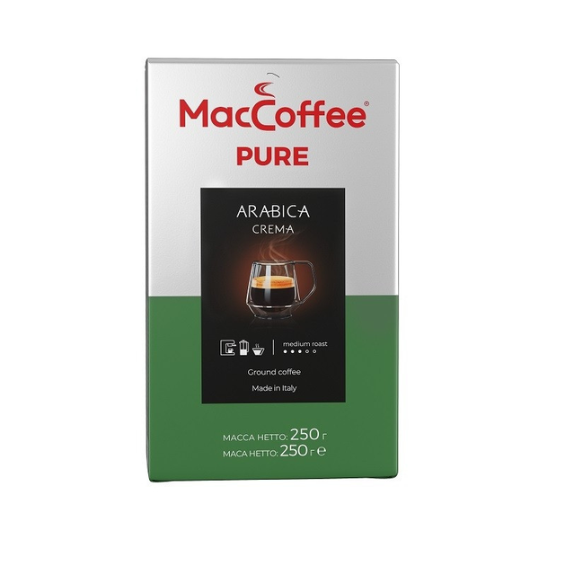 Купить Молотый кофе MacCoffee Pure Arabica Crema 250 грамм натуральный ...