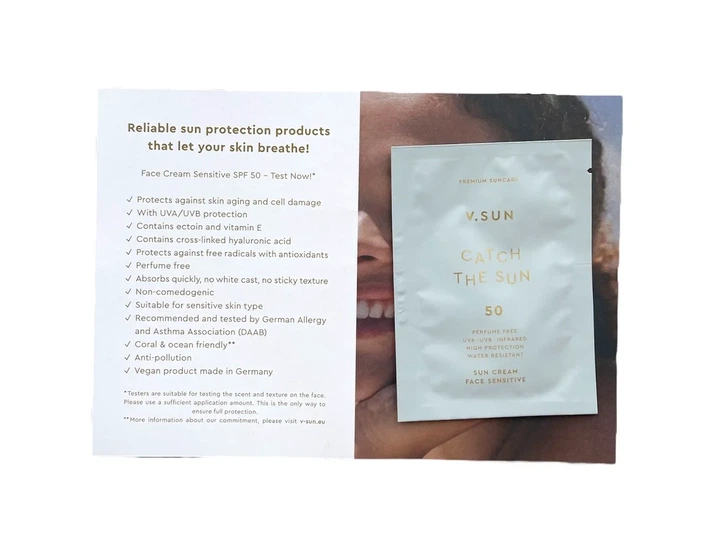 Тестер-сашет V. Sun Sun Cream Face SPF 50 5 мл - Фото 1 Тестер-сашет V. Sun Sun Cream Face SPF 50 5 мл - зображення 1