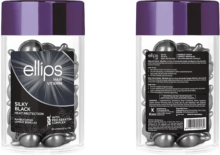 Витамины для волос Шелковая Ночь Ellips Hair Vitamin With Pro-Keratin Complex 50 шт x 1 мл серые - изображение 2