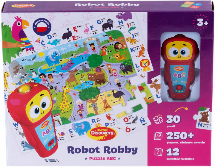 Interaktywne puzzle Dumel Robot Robby ABC 30 puzzli (5908288982689) - obraz 1