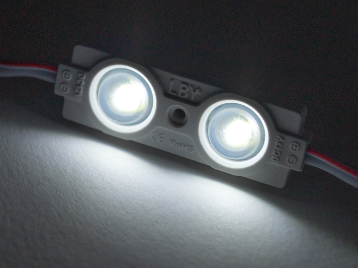 Светодиодный модуль с линзой SMD2835 2 LED 12В 0.44Вт IP65 6500К холодный белый - Фото 2 Светодиодный модуль с линзой SMD2835 2 LED 12В 0.44Вт IP65 6500К холодный белый - изображение 2