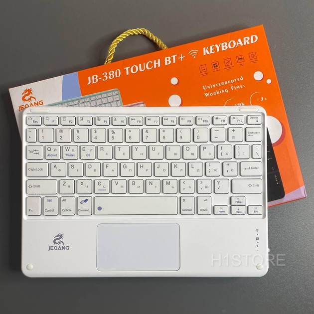 Беспроводная Bluetooth клавиатура Jeqang JB-380 с тачпадом (Белая) - изображение 2