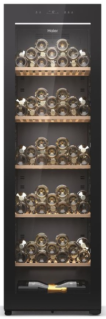 Холодильник Haier для вина, 190x59.5х63.9, холод.отд.-450л, зон - 1, бут-247, ST, дисплей, черный (HWS247GGU1) - изображение 1